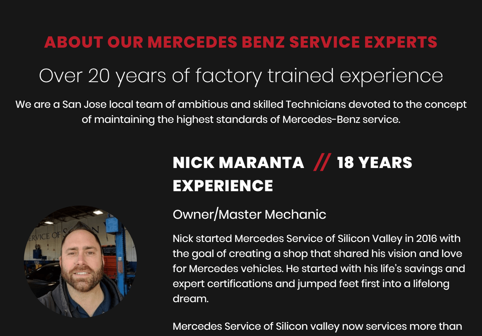 Mercedes Service of Silicon Valley Tablet Screenshot